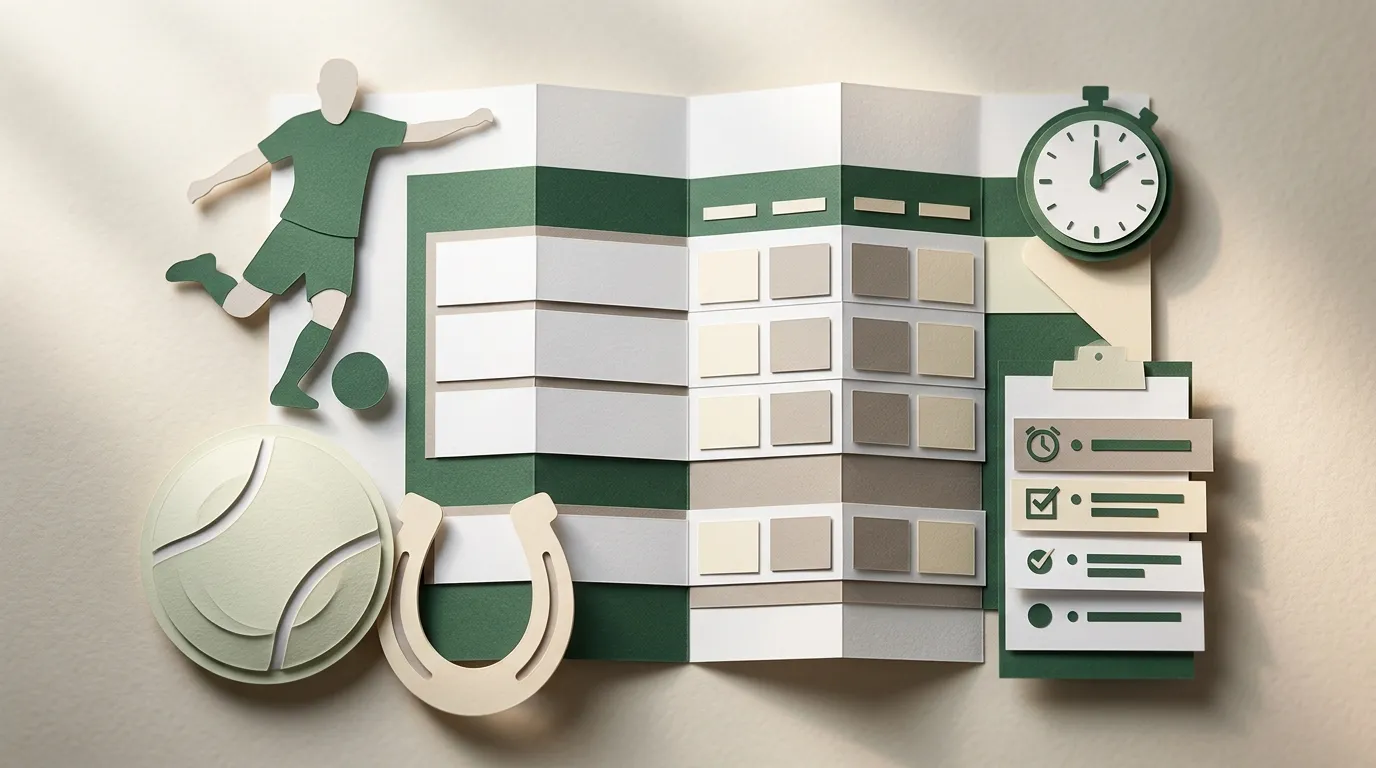 Illustration of a neutral sportsbook dashboard with football and tennis symbols